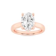 Oval Shaped Lab Grown Diamond (F/VS) Hidden Halo Cathedral Shank Engagement Ring in 14K Gold