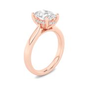 Oval Shaped Lab Grown Diamond (F/VS) Hidden Halo Cathedral Shank Engagement Ring in 14K Gold