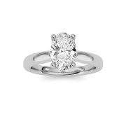 Oval Shaped Lab Grown Diamond (F/VS) Hidden Halo Cathedral Shank Engagement Ring in 14K Gold