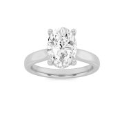 Oval Shaped Lab Grown Diamond (F/VS) Hidden Halo Cathedral Shank Engagement Ring in 14K Gold