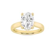 Oval Shaped Lab Grown Diamond (F/VS) Hidden Halo Cathedral Shank Engagement Ring in 14K Gold
