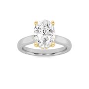 Oval Shaped Lab Grown Diamond (F/VS) Hidden Halo Cathedral Shank Engagement Ring in 14K Gold