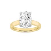 Oval Shaped Lab Grown Diamond (F/VS) Hidden Halo Cathedral Shank Engagement Ring in 14K Gold