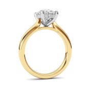 Oval Shaped Lab Grown Diamond (F/VS) Hidden Halo Cathedral Shank Engagement Ring in 14K Gold