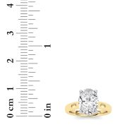 Oval Shaped Lab Grown Diamond (F/VS) Hidden Halo Cathedral Shank Engagement Ring in 14K Gold