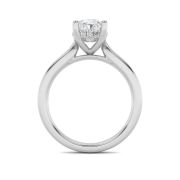 Oval Shaped Lab Grown Diamond (F/VS) Hidden Halo Cathedral Shank Engagement Ring in 14K Gold