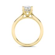 Oval Shaped Lab Grown Diamond (F/VS) Hidden Halo Cathedral Shank Engagement Ring in 14K Gold