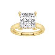 Princess Shaped Lab Grown Diamond (F/VS) Hidden Halo Cathedral Shank Engagement Ring in 14K Gold