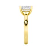 Princess Shaped Lab Grown Diamond (F/VS) Hidden Halo Cathedral Shank Engagement Ring in 14K Gold